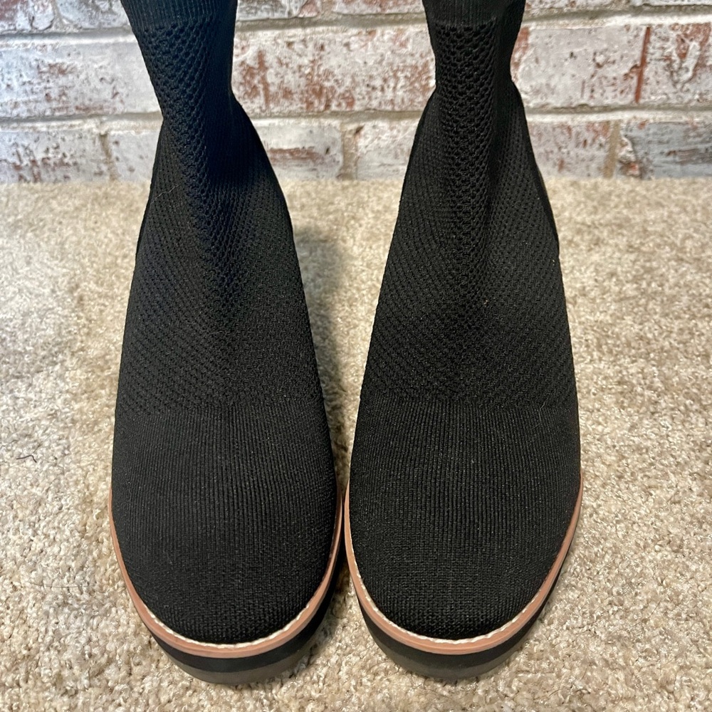 Anne Klein Black Ankle Booties with Textured Fabric